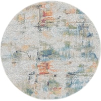4'  Ivory/Multicolor Round Rug