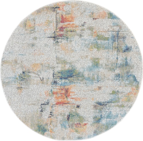 6'  Ivory/Multicolor Round Rug