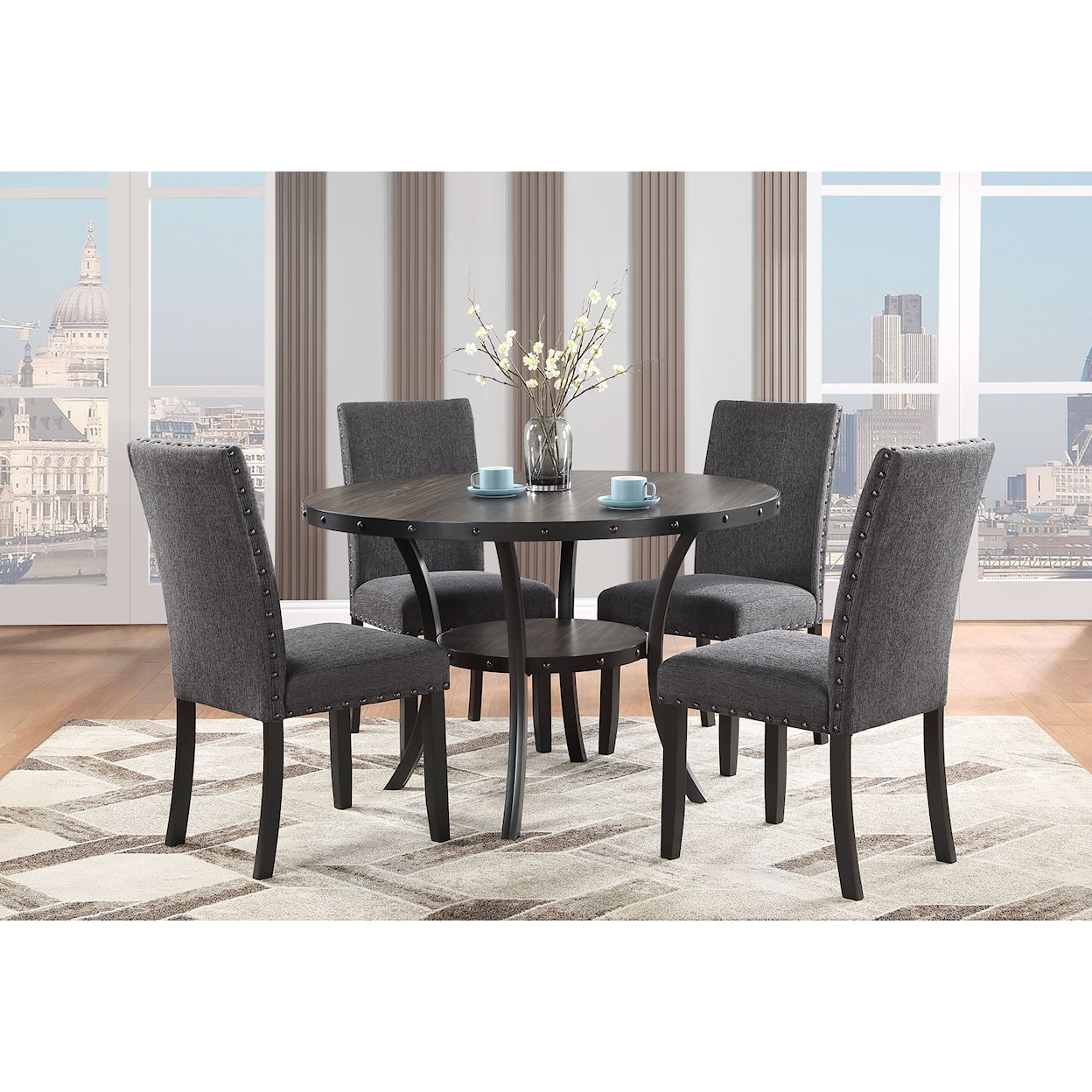 Global Furniture D1622DT Dining Table Set with 4 Dining Chairs