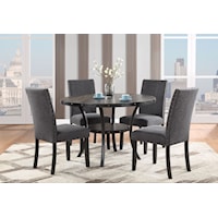 Transitional Round Dining Table with 4 Dining Chairs