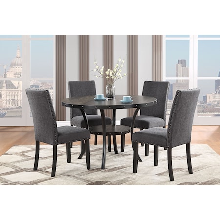Transitional Round Dining Table with 4 Dining Chairs