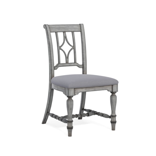 Relaxed Vintage Dining Side Chair with Upholstered Seat