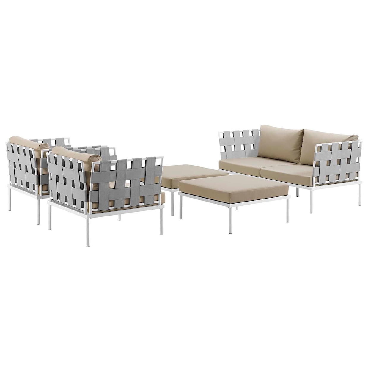 Modway Harmony Outdoor 5 Piece Sectional Sofa Set