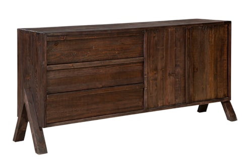 Rustic 3-Drawer Sideboard with Double Cabinet Doors