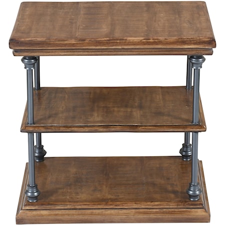 Industrial Larson Chairside Table with Open Shelving