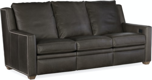 Transitional Reclining Sofa with Nailhead Trim