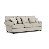 Traditional Stationary Sofa with Rolled Arms