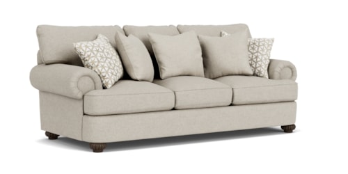 Traditional Stationary Sofa with Rolled Arms
