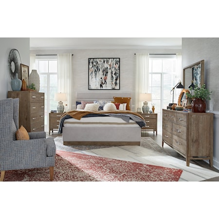 Transitional Upholstered Queen Bedroom Group