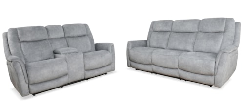 Contemporary Power Reclining Sofa and Loveseat Set
