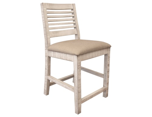 Farmhouse Counter Height Ladder Back Stool with Upholstered Seat