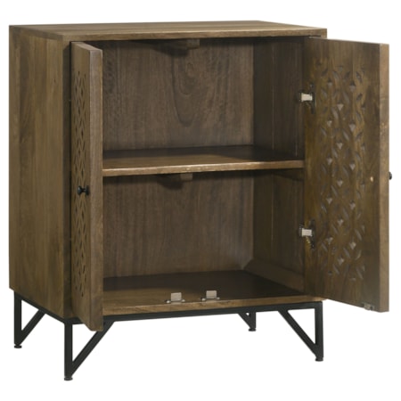 Wood Trellis Accent Storage Cabinet