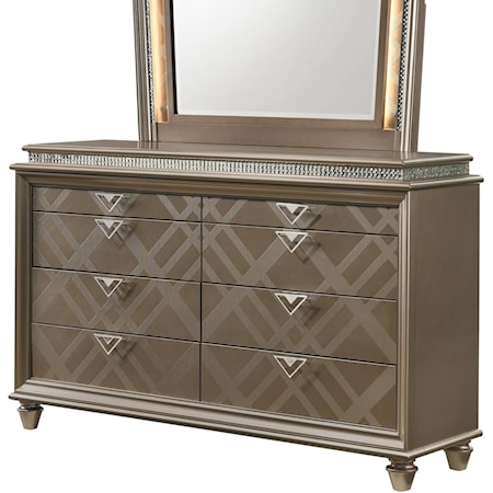Glam 8-Drawer Dresser with Faux Crystals