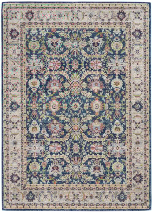 4' x 6' Navy/Multicolor Rectangle Rug