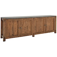 Rustic 96" TV Console with Shelves