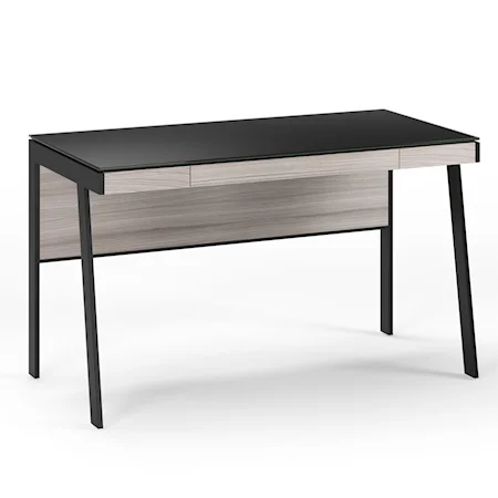 Contemporary Compact Desk with Glass Top