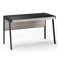 Contemporary Compact Desk with Glass Top