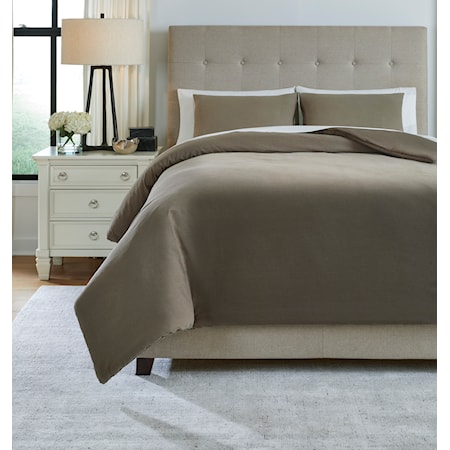 Queen Eilena Taupe Comforter Set