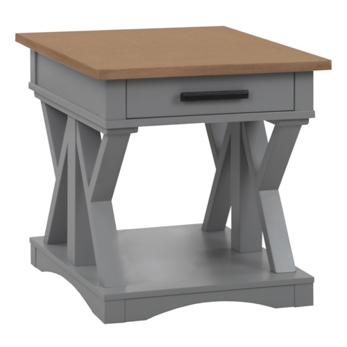 Farmhouse End Table with Bottom Shelf