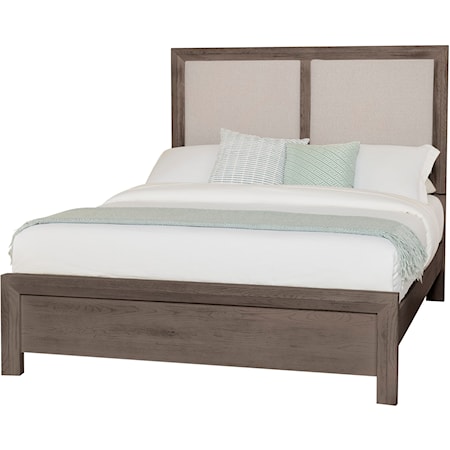 Casual Queen Upholstered Panel Bed with Low-Profile Footboard