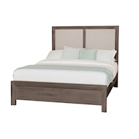 Casual King Upholstered Panel Bed with Low-Profile Footboard