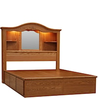 Vintage Traditional King Bookcase 6-Drawer Storage Bed