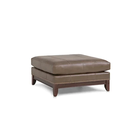 Transitional Cocktail Ottoman with Nailhead Trim