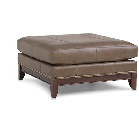 Transitional Cocktail Ottoman with Nailhead Trim