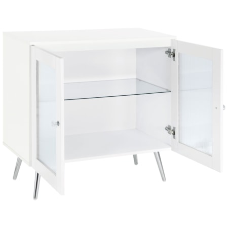 WHITE HIGH GLOSS AND CHROME ACCENT | CABINET