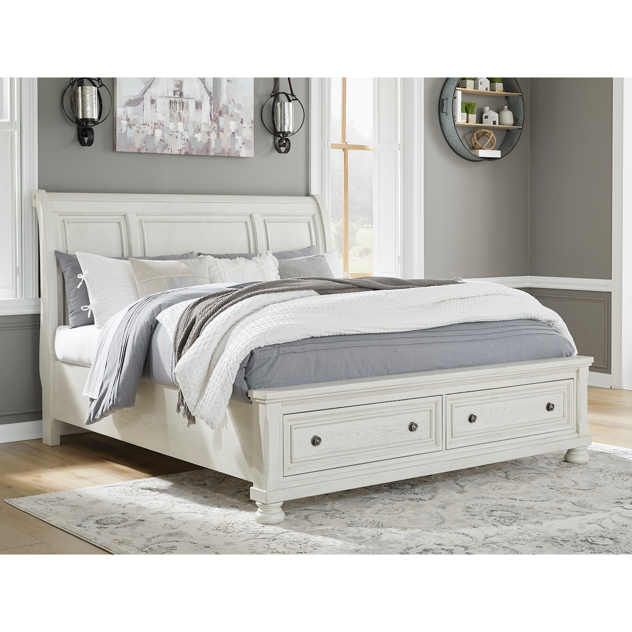 Ashley Furniture Signature Design Robbinsdale California King Sleigh Bed with Storage