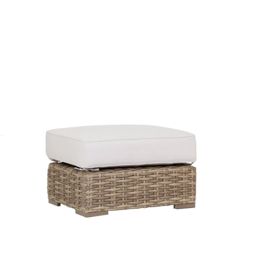 Coastal Outdoor Resin Wicker Ottoman