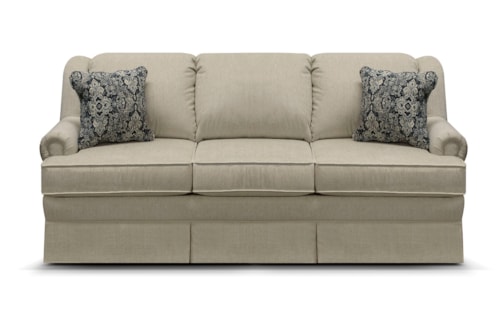 Traditional Skirted Sofa with Rolled Arms