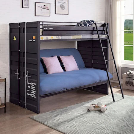 Industrial Twin Over Futon Bunk Bed 