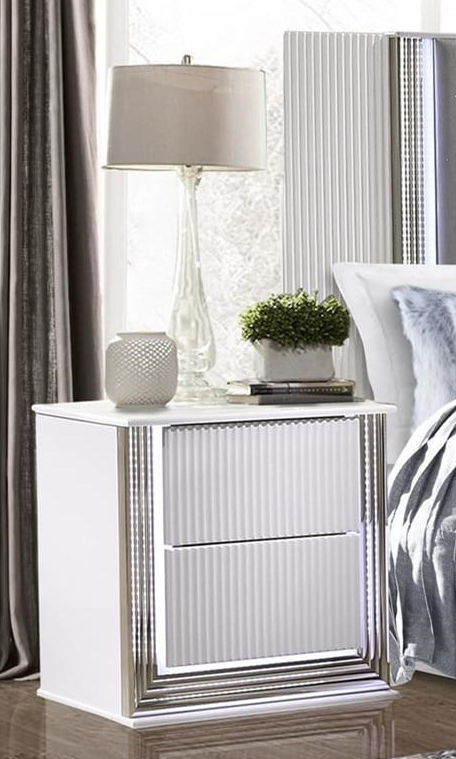 Global Furniture Aspen ASPENWHITENS W/ LED Contemporary 2Drawer