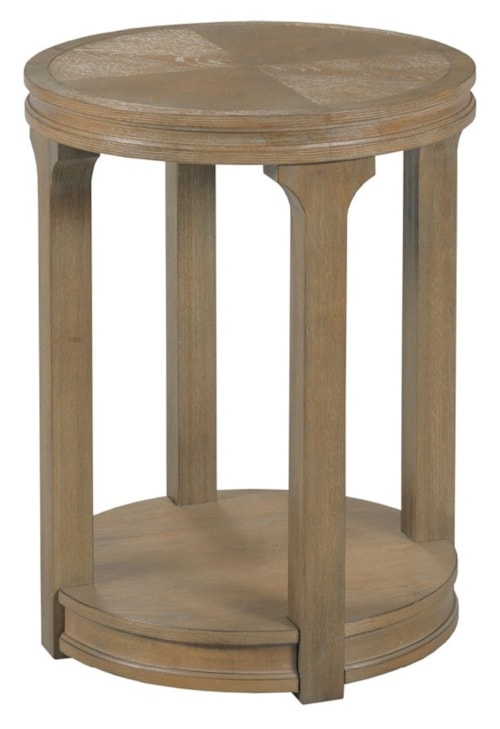 Transitional Round Chairside Table with Lower Shelf