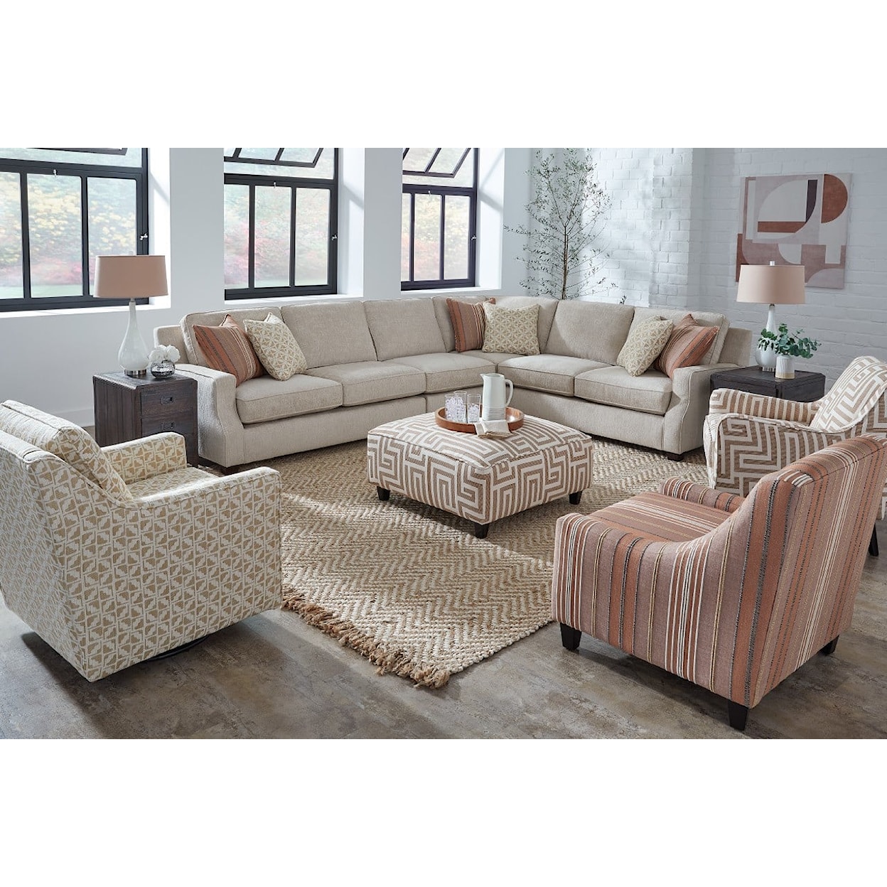 Fusion Furniture 5006 ARTESIA SAND Sectional Sofa