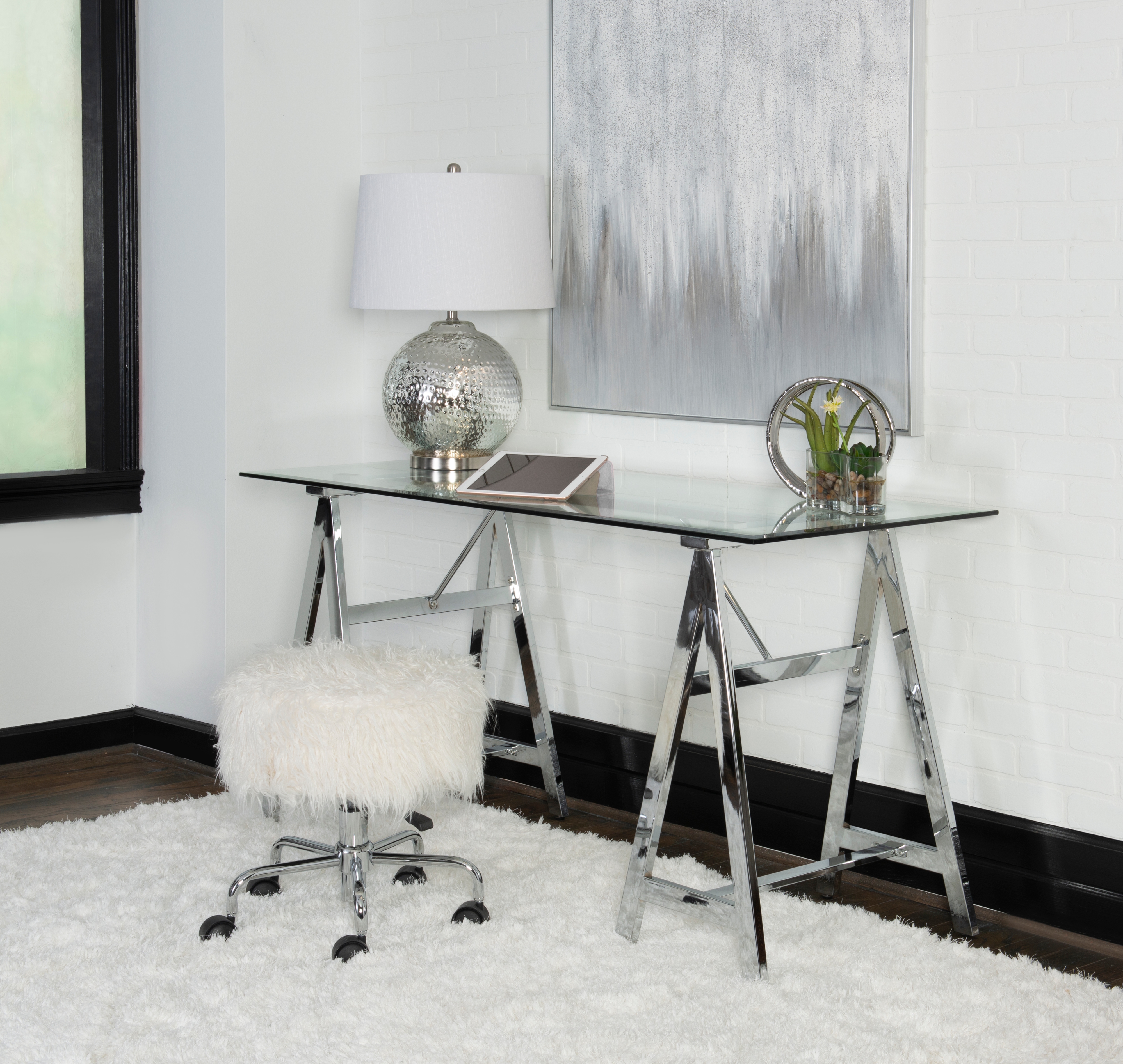 Powell Wynn 19A6079S Trestle Desk Chrome Westrich Furniture