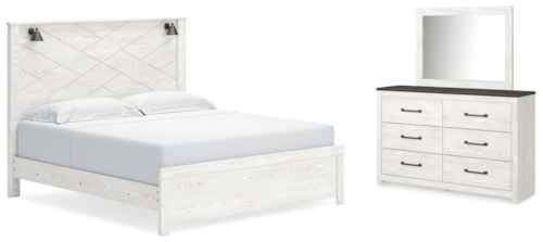 King Panel Bed, Dresser And Mirror