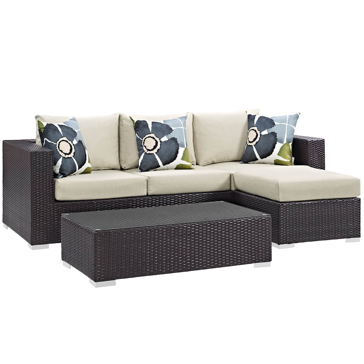 Modway Convene Outdoor 3 Piece Sofa Set
