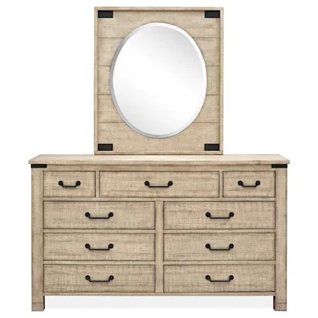 Farmhouse Dresser with Oval Portrait  Mirror