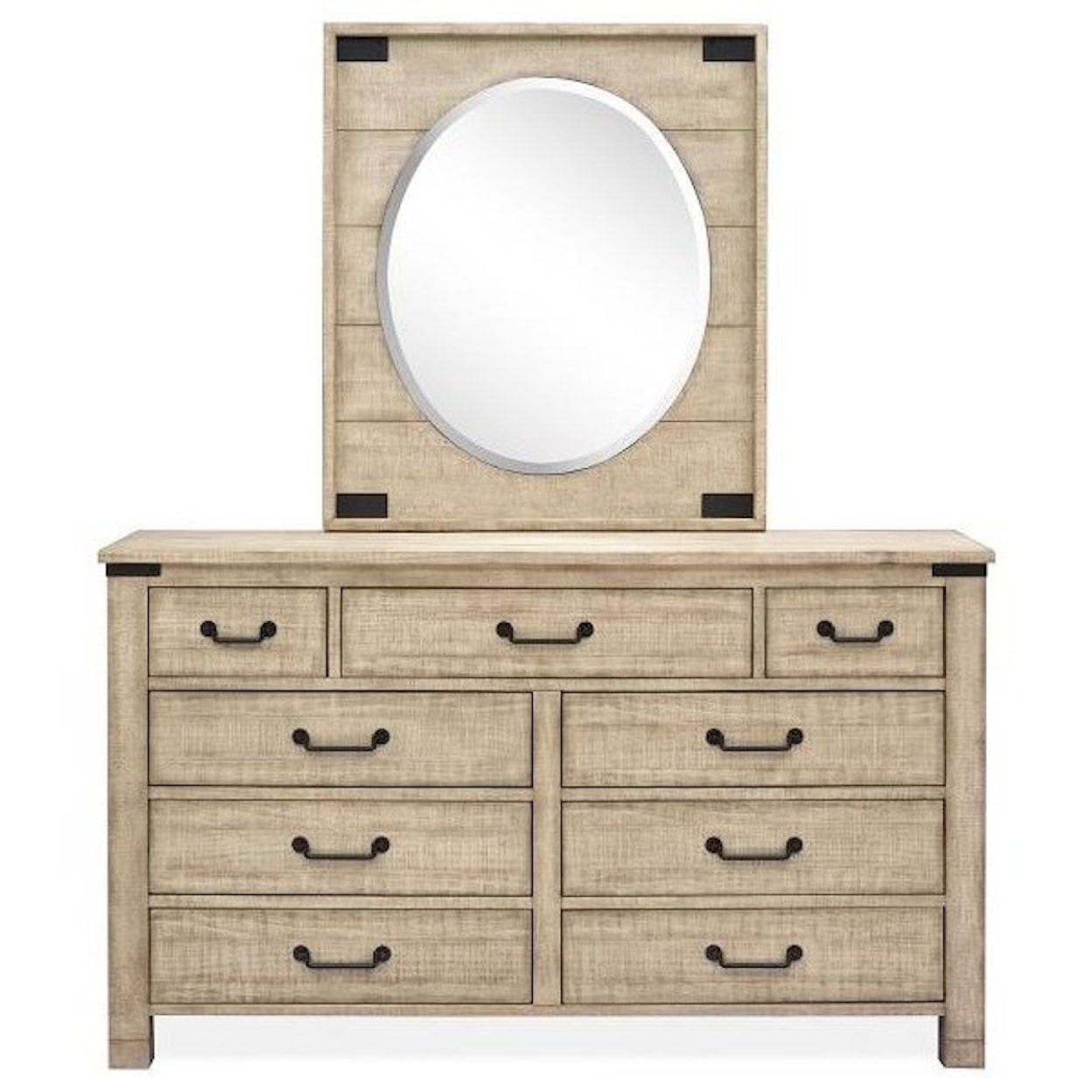 Magnussen Home Radcliffe Bedroom Dresser with Oval Portrait  Mirror