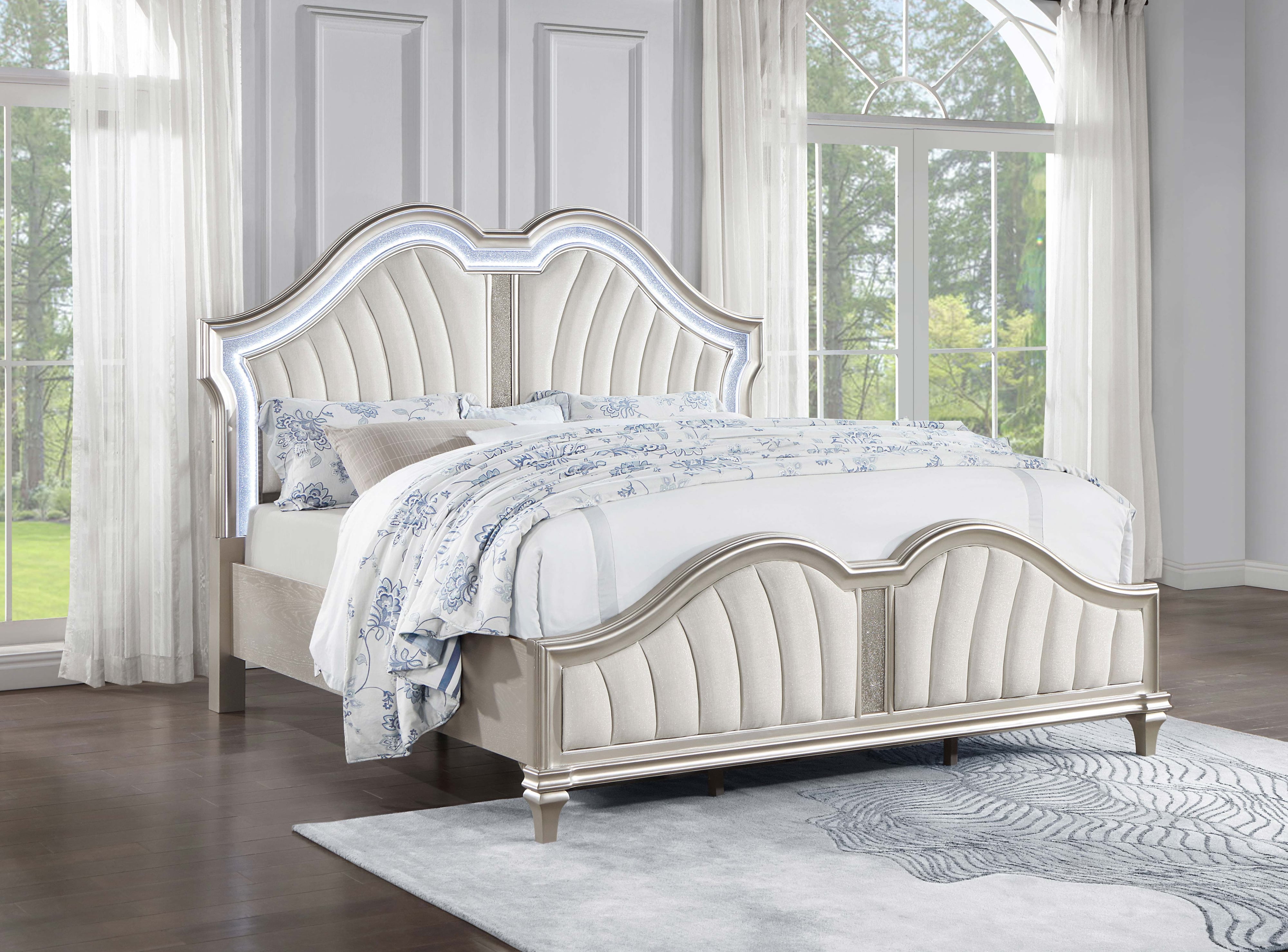 Coaster Furniture 2.0 Evangeline Wood Cal King LED Panel Bed