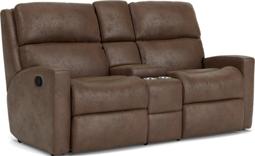 Contemporary Reclining Loveseat with Console