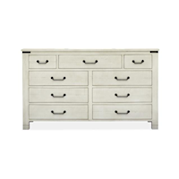 Industrial Farmhouse 9-Drawer Dresser with Felt-Lined Top Drawers