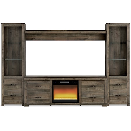 Trinell Rustic Entertainment Center with Electric Fireplace