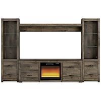 Trinell Rustic Entertainment Center with Electric Fireplace