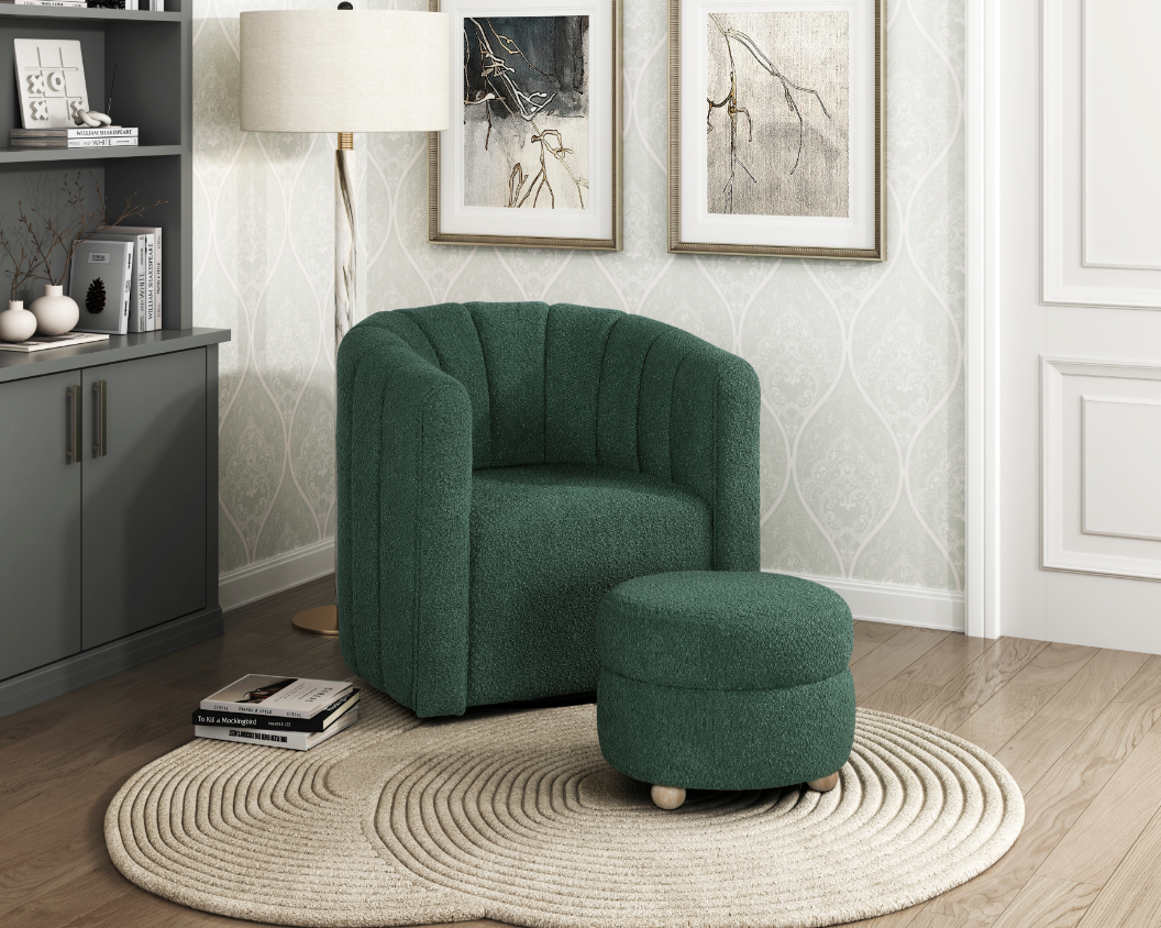 Homelegance Hasley Swivel Chair with Ottoman
