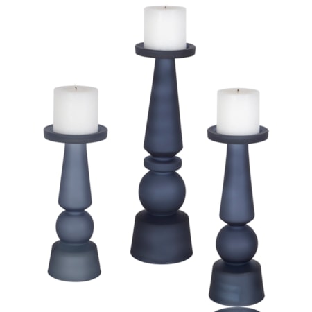 Cassiopeia Blue Glass Candleholder