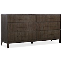Transitional 6-Drawer Dresser with Self-Closing Drawer Guides