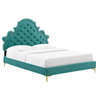 Tufted Performance Velvet Queen Platform Bed